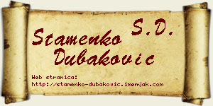 Stamenko Dubaković vizit kartica